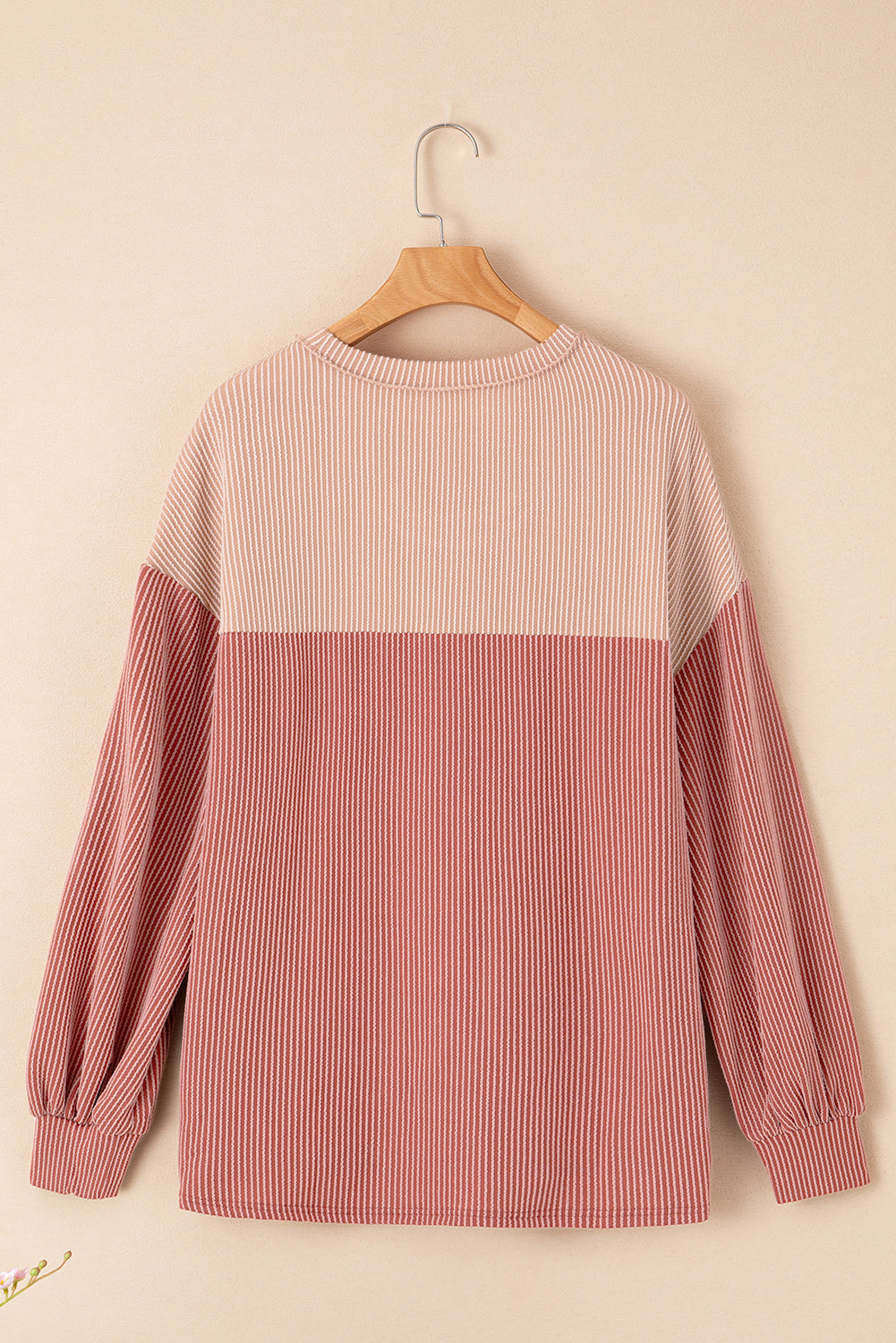 Printed Floral Contrast Colorblock Ribbed Top