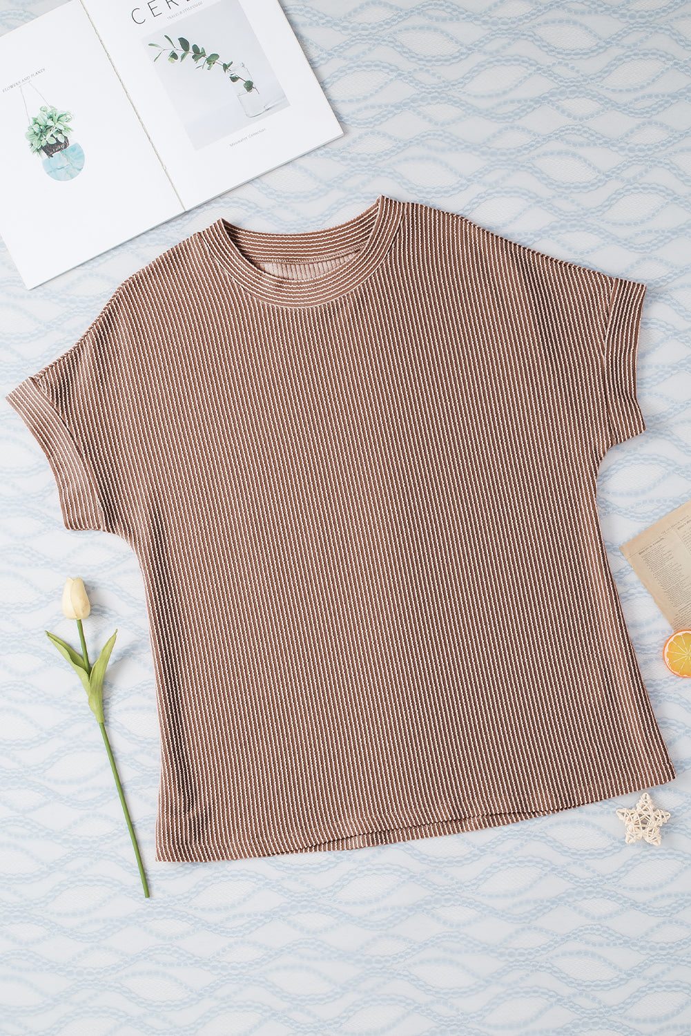 Corded Textured Crew Neck T-shirt