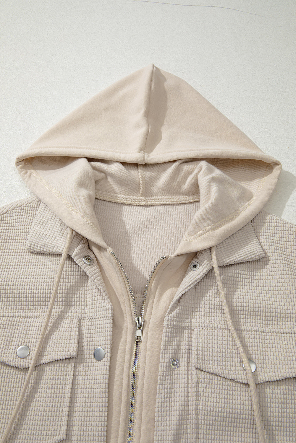 Laurel Green 2 in 1 Thermal Knit Textured Hooded Jacket