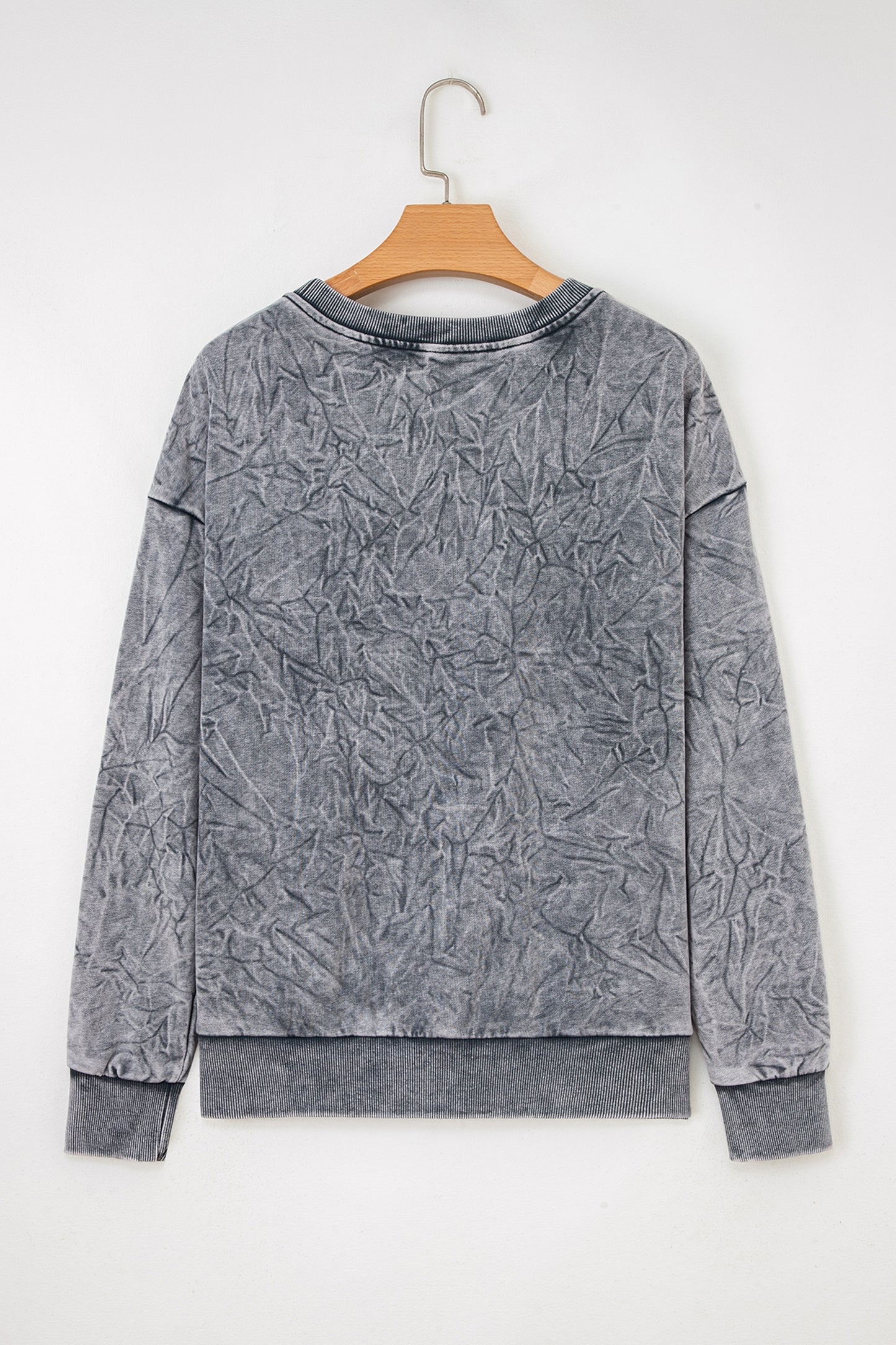 Real Teal saved by grace Letter Embroidery Mineral Wash Loose Sweatshirt