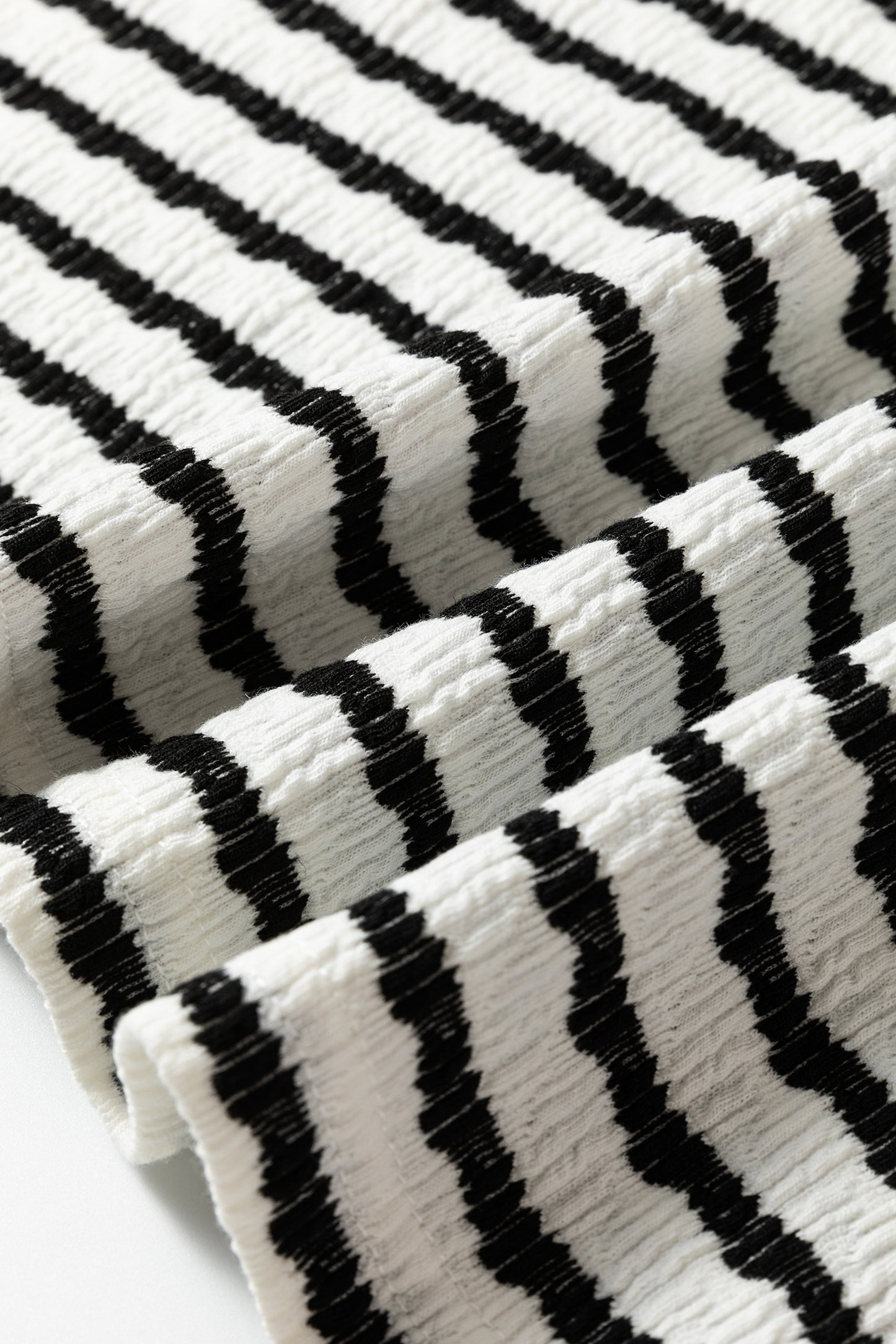 Black Stripe Textured Hooded V Neck Casual Long Sleeve Top