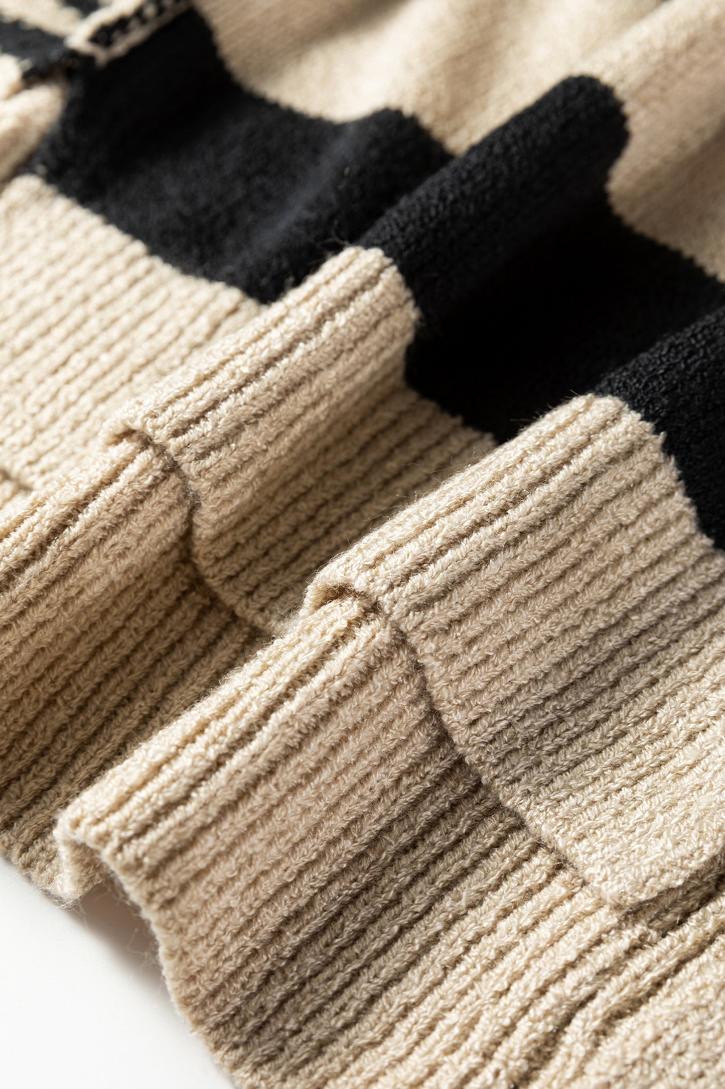 Brown Stripe Drop Shoulder Sleeve Patchwork Baggy Sweater