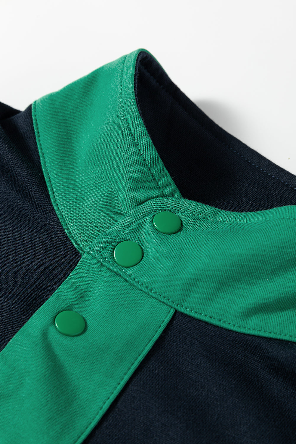 Red Dahlia Color Block Patchwork Half Button Pullover and Shorts 2pcs Outfit