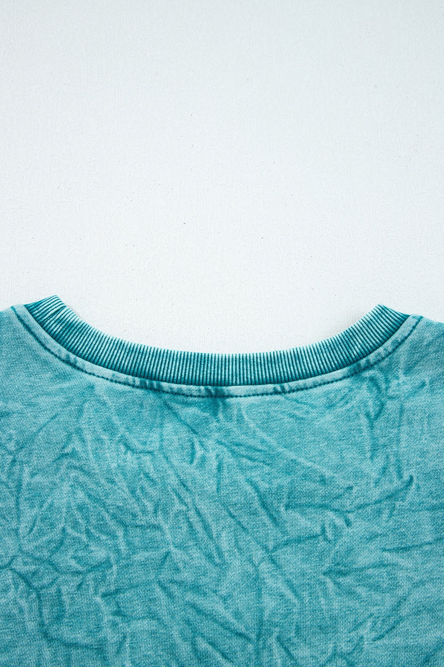 Real Teal saved by grace Letter Embroidery Mineral Wash Loose Sweatshirt